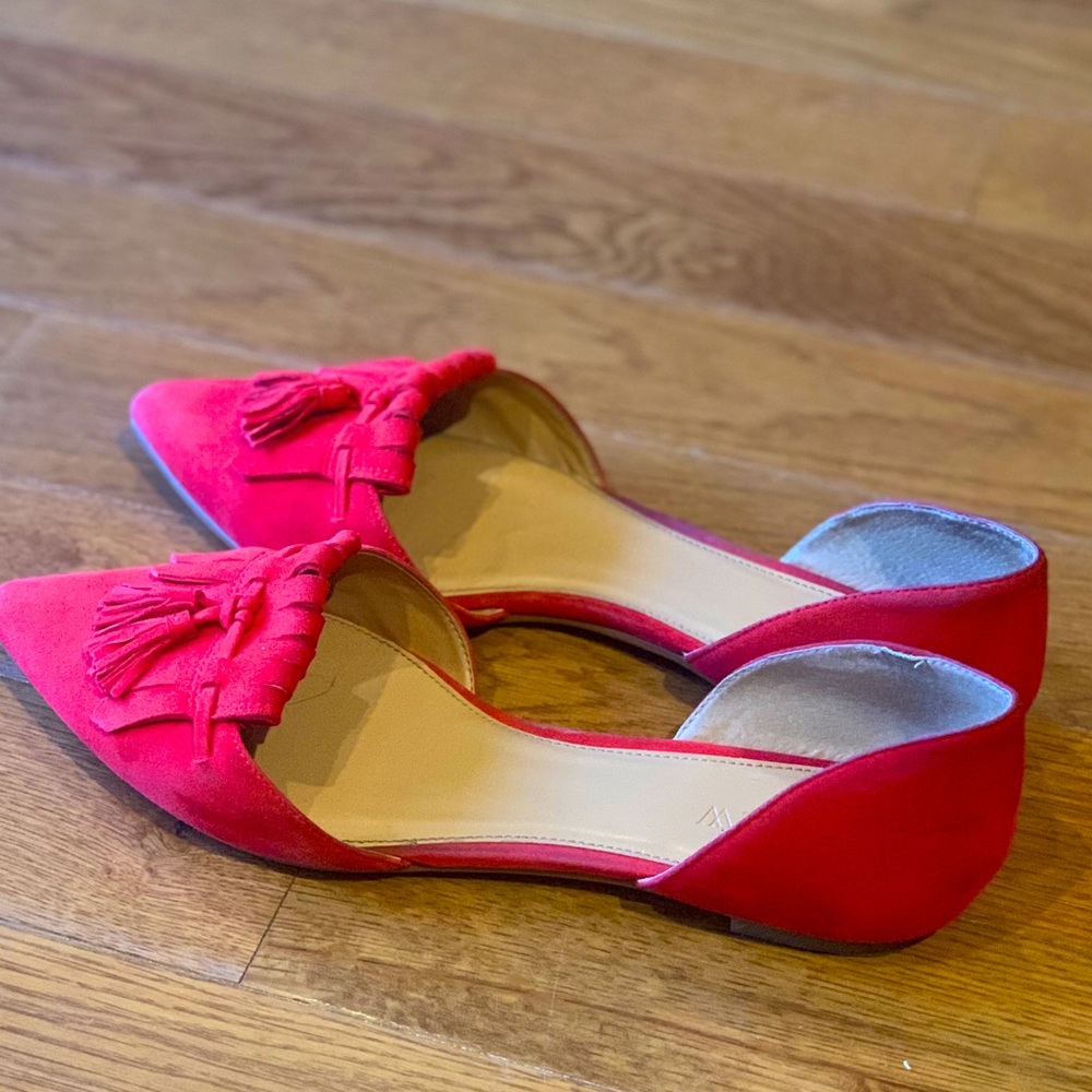 Red J. Crew D’Orsay Flats